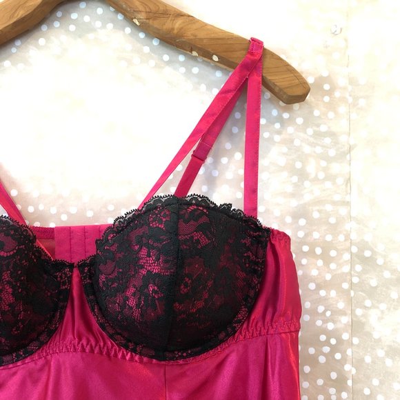 Cacique Lane Bryant Pink Satin Chemise Lingerie Lace Sexy Underwire Size 18/20 - Picture 3 of 9